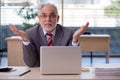 Aged businessman employee working in the office Royalty Free Stock Photo
