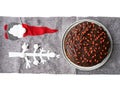 Traditional aged English fruitcake for Christmas. Chocolate covered with guji berries. Royalty Free Stock Photo