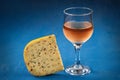 Aged cheddar and rose wine