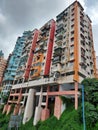 Aged colorful residential buildings at Kwun Tong Kowloon Hong Kong in June 2023 Royalty Free Stock Photo