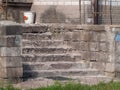 Aged concrete entrance steps of the porch Royalty Free Stock Photo