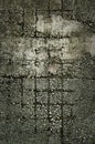 Aged concrete wall texture with iron grid. Old textured cement grunge wall surface background pattern with cracks and scratches Royalty Free Stock Photo