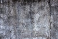 Aged concrete wall with wet stain. Faded grey asphalt closeup. Cracked concrete surface top view