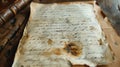 Aged, damaged handwritten letter on antique paper Royalty Free Stock Photo