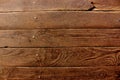 Aged dark brown wooden boards planks with metal nails as grunge wooden background.