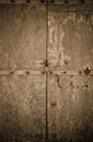 Aged dark vintage wooden door as background