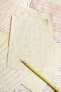 Aged empty paper sheets with vintage nib pen Royalty Free Stock Photo