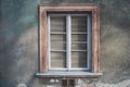 European wall with wooden old-fashioned stylish window Royalty Free Stock Photo