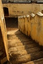 A aged first floor steps of the Manora fort.