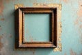 Aged frame taped to painted wall Faded photo visible , frame, shadow Royalty Free Stock Photo