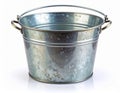 Aged Galvanized Metal Bucket with Wire Handle Isolated on White Background Royalty Free Stock Photo