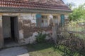 Abandoned old house with bike and garden Royalty Free Stock Photo