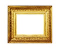 Aged gold frame border isolated on white Royalty Free Stock Photo