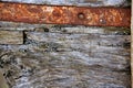 Aged gray wood and rusted iron steel Royalty Free Stock Photo