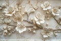 Aged ivory floral bas-relief on a crackled background