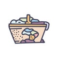 aged laundry basket color vector doodle simple icon Royalty Free Stock Photo