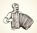 A man plays the accordion. Vector drawing