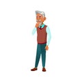 aged man professor thinking about problem cartoon vector Royalty Free Stock Photo