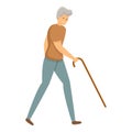 Aged man walking stick icon, cartoon style Royalty Free Stock Photo