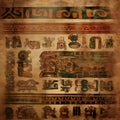 Aged Mayan Glyphs on Grunge Paper Royalty Free Stock Photo