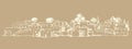 City in a desert. Vector drawing