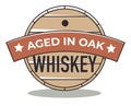 Aged in oaks, whiskey brewery and production logo