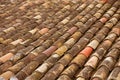 Aged old clay arabic roof tiles in rows