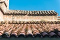 Aged old red clay arabic roof