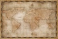 Aged or old world map stylization Royalty Free Stock Photo