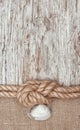 Aged paper with ship rope and seashell Royalty Free Stock Photo