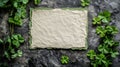 Aged Paper Surrounded By Shamrocks On Dark Stone Royalty Free Stock Photo