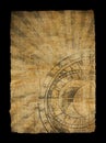 Aged paper with zodiac clock