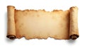 Aged Papyrus Scroll Unrolled on White Background Royalty Free Stock Photo