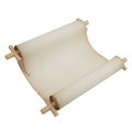 Aged Parchment Scroll with Wooden Rods on White Background paper Royalty Free Stock Photo