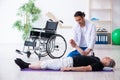Aged patient recovering from injury in hospital Royalty Free Stock Photo