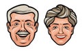 Aged people. Happy grandfather and grandmother. Cartoon vector illustration