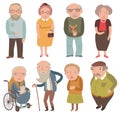 Aged people. Older men and women . Grandmothers and grandfathers. Royalty Free Stock Photo