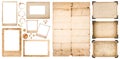 Aged photo frames used paper sheet coffee stains scrapbook