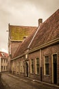 Aged photo of an old alley in Leiden, Holland