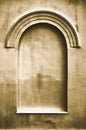 Aged plastered faux arch false fake window frame Royalty Free Stock Photo