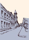 City street. Vector drawing