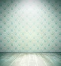 Aged room with floral wallpaper Royalty Free Stock Photo