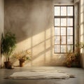 aged room with window for pictorial background