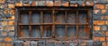 Aged Rusted Window With Bars on Brick Wall Royalty Free Stock Photo