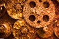 Aged rusty gear wheels