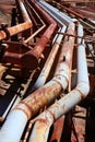 Aged rusty grunge industrial pipe lines Royalty Free Stock Photo