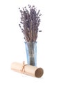 Aged scroll and dried lavender Royalty Free Stock Photo