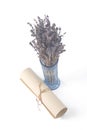 Aged scroll and dried lavender Royalty Free Stock Photo