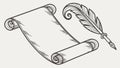 Aged Scroll with Quill. Historical Document, Classic Writing, and Literary Themes, vector design Generative AI Royalty Free Stock Photo
