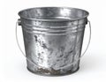 Aged Silver Metallic Bucket Standing Alone on a White Background in Studio Lighting Royalty Free Stock Photo
